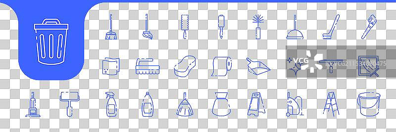 清洁服务设备线条图标集图片素材