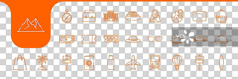 旅行线条图标集设计图片素材