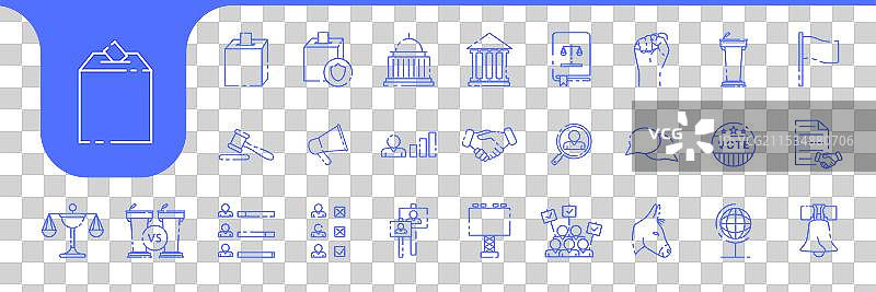 政治线条图标集设计图片素材