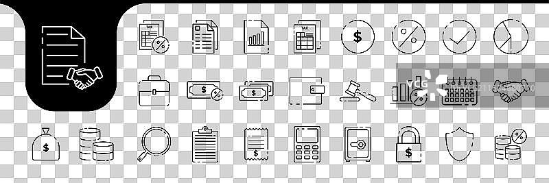 税务线条图标集合设计图片素材