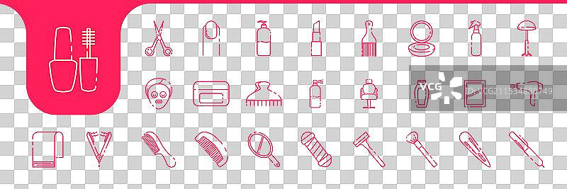 美容院线条图标集合设计图片素材