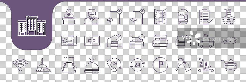 酒店家具极简线条图标设计图片素材