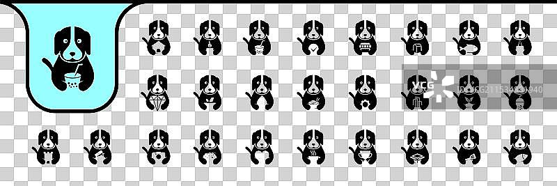 可爱的平面设计比格犬吉祥物卡通图标图片素材