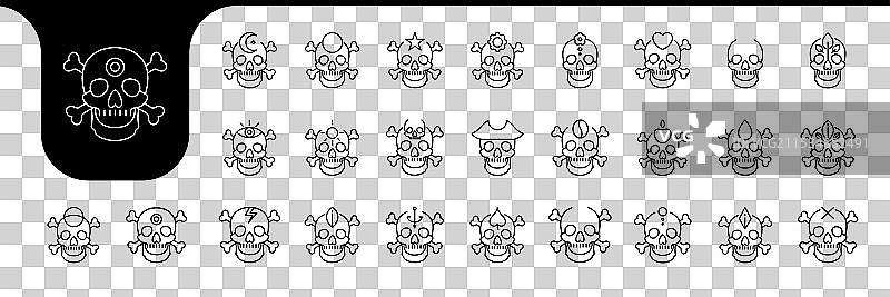 骷髅线条图标设计集图片素材