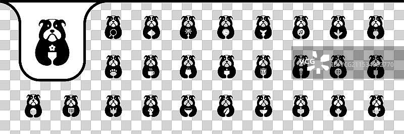 一只抱狗拿着吉祥物角色的平面卡通图。图片素材