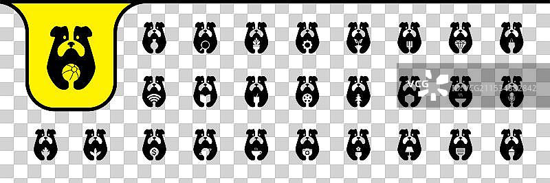 动物宠物斗牛犬扁平图标设计图片素材