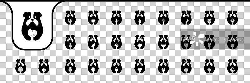 动物宠物斗牛犬扁平图标设计图片素材