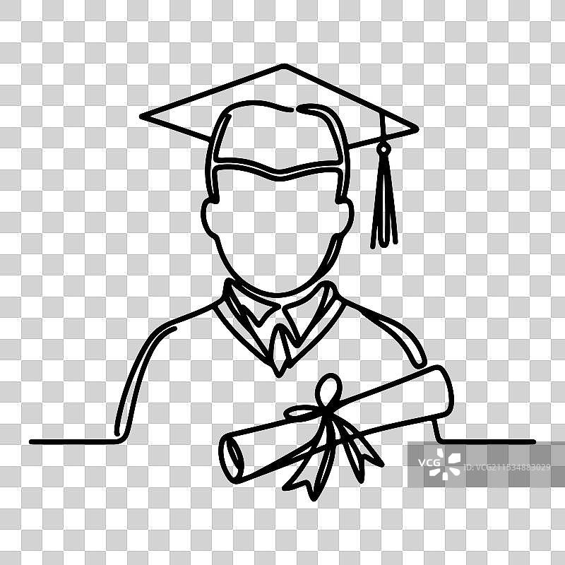 毕业帽概念的轮廓设计图片素材