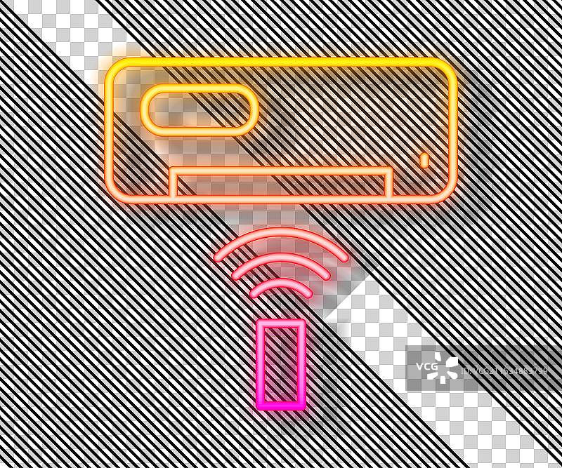 发光的霓虹线空调图标孤立展示图片素材
