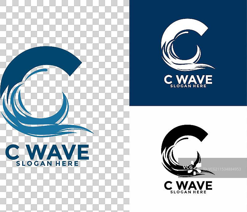 C字母波浪标志设计图片素材