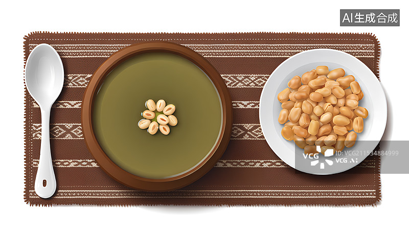 【AI数字艺术】手绘插画，打油茶，广西桂林美食，恭城油茶图片素材