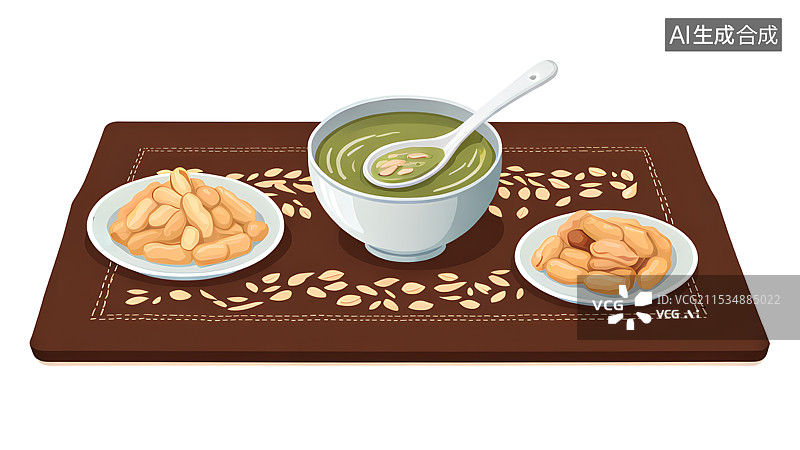 【AI数字艺术】手绘插画，打油茶，广西桂林美食，恭城油茶图片素材