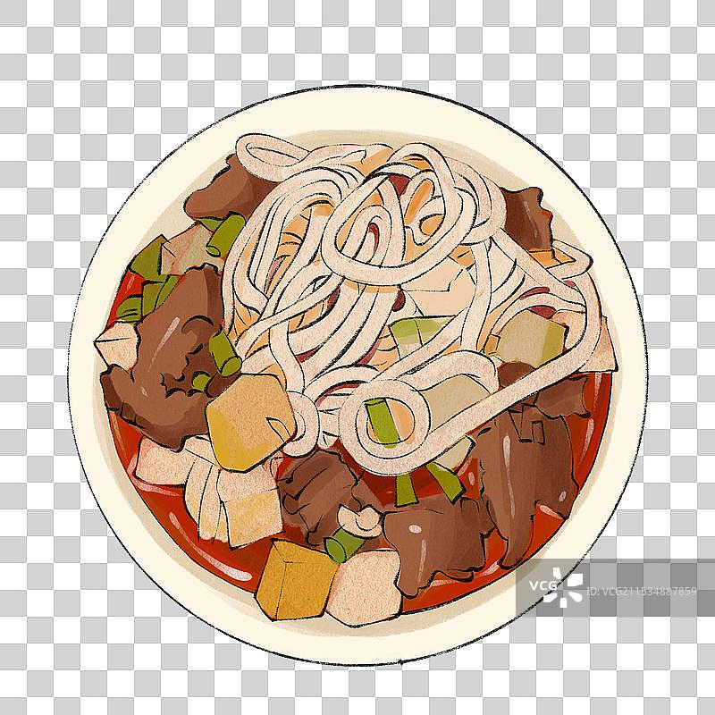 羊肉搓面-宁夏特色传统美食土特产小吃插画元素图片素材