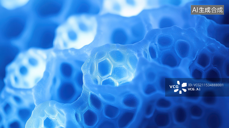 【AI数字艺术】蓝色蜂窝状发光抽象科技背景图片素材