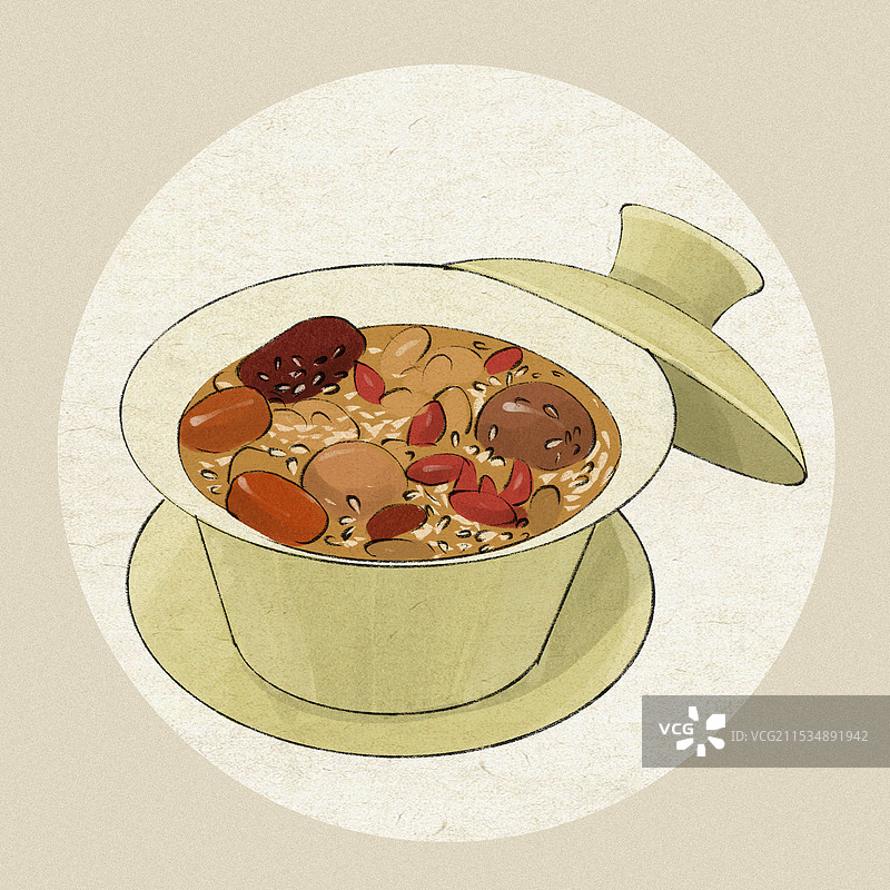 八宝茶-宁夏特色传统美食土特产小吃插画图片素材