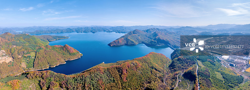 中国辽宁本溪桓仁桓龙湖航拍风光图片素材