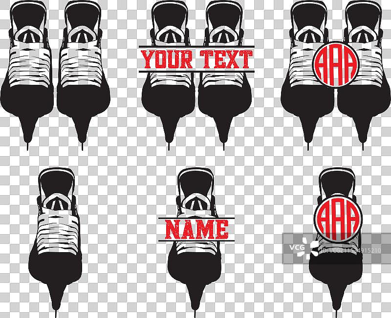 分开的冰球滑冰鞋单字母组合冰球滑冰鞋图片素材