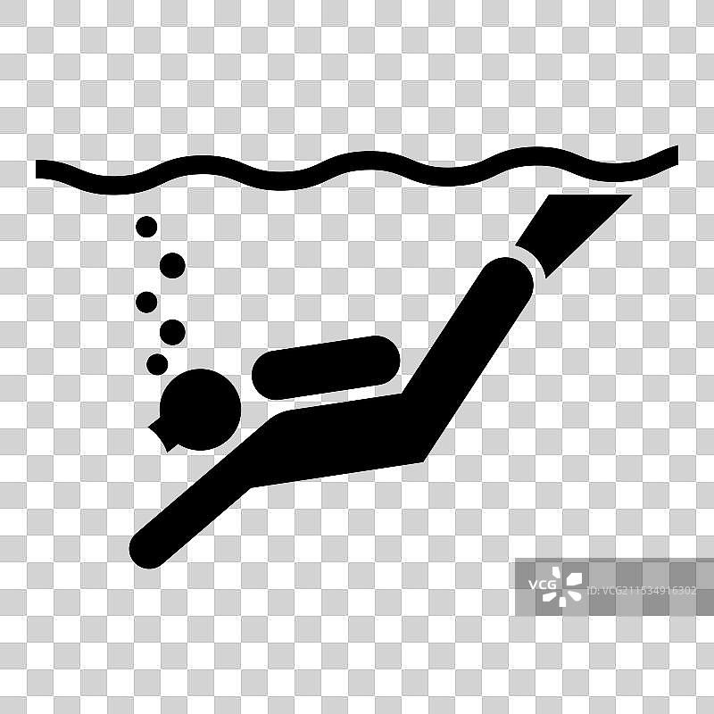 水中带气泡的潜水员图标图片素材