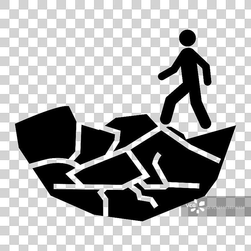 在裂缝地面上行走的人物图形图片素材