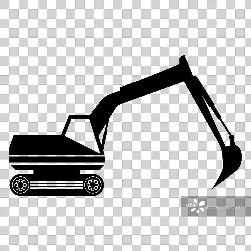 黑白设计的挖掘机剪影图片素材