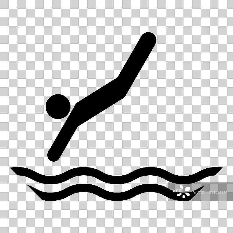 潜水者跳入水中的图标图片素材