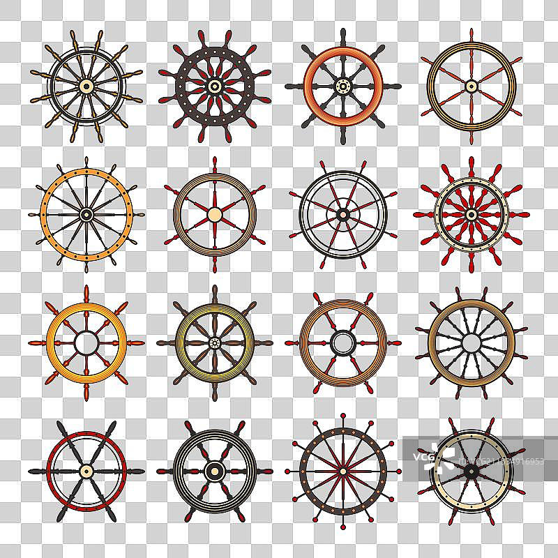 木质复古船舶舵轮或帆船图片素材