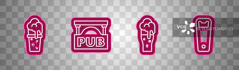 酒吧街头招牌上的一杯啤酒图片素材