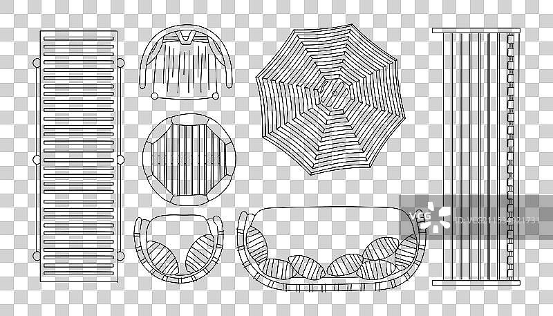 景观设计家具图标的俯视图图片素材
