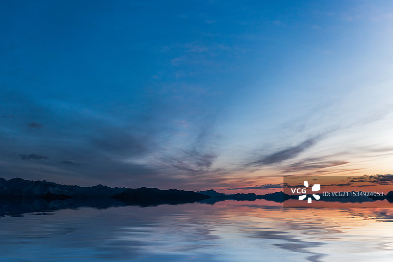 晚霞蓝调天空图片素材