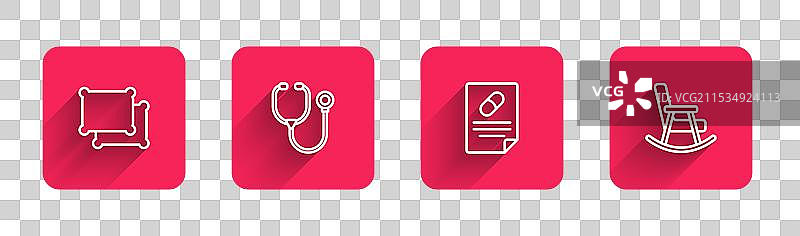 医疗处方上的枕头、听诊器和线条图片素材