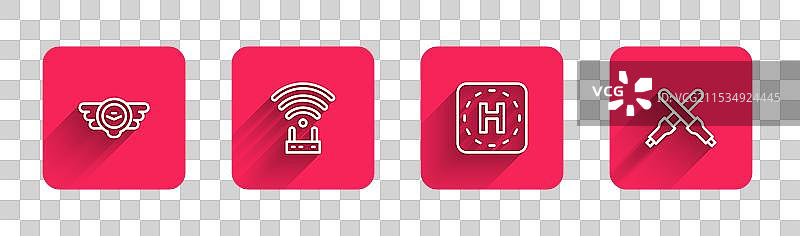 设置航空标志的路由器和Wi-Fi信号图片素材