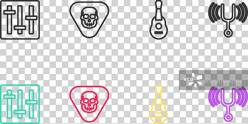 音频混音器控制器、吉他拨片和图片素材