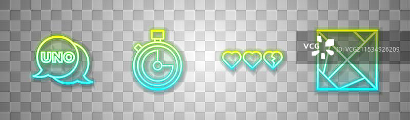 设置UNO牌游戏的计时器，心形图案的卡片。图片素材