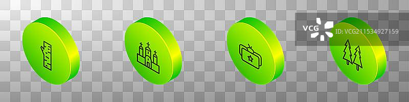 等距线风格的白桦树教堂建筑图片素材