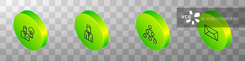 等距线条风格的人类工人手持灯泡图片素材