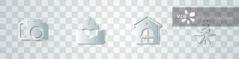 剪纸照片相机冰山农舍和图片素材
