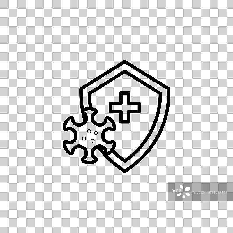 免疫线，细线黑色，扁平简单设计图片素材