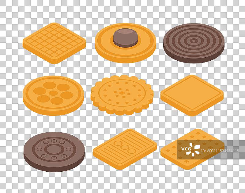 饼干等距图标，孤立的3D饼干图片素材