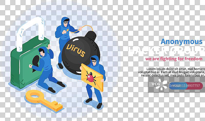 等距黑客横幅图片素材