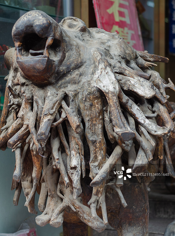 洛邑古城狮子根雕艺术图片素材