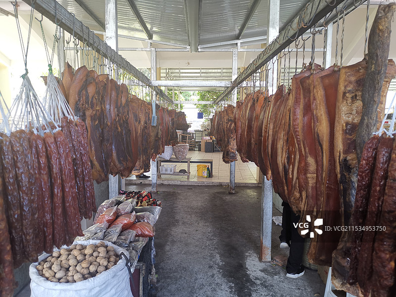 四川商店里随处可见的腌制腊肉图片素材