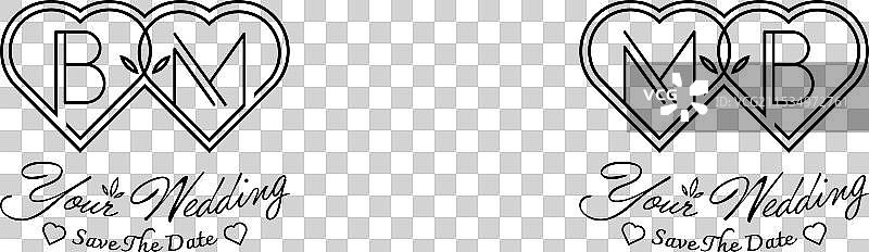 情侣婚礼爱情标志，字母bm和mb图片素材