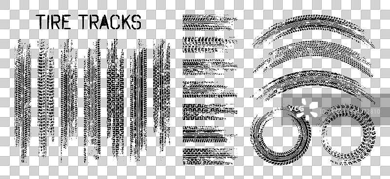磨损的轮胎痕迹、刹车印记、卡车图片素材