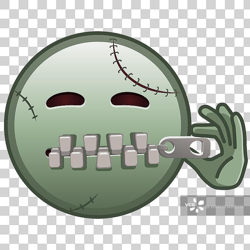 拉链嘴脸的大号僵尸万圣节装扮图片素材