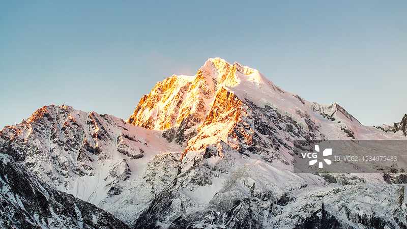 四川甘孜海螺沟景区看到的贡嘎等众多雪山图片素材