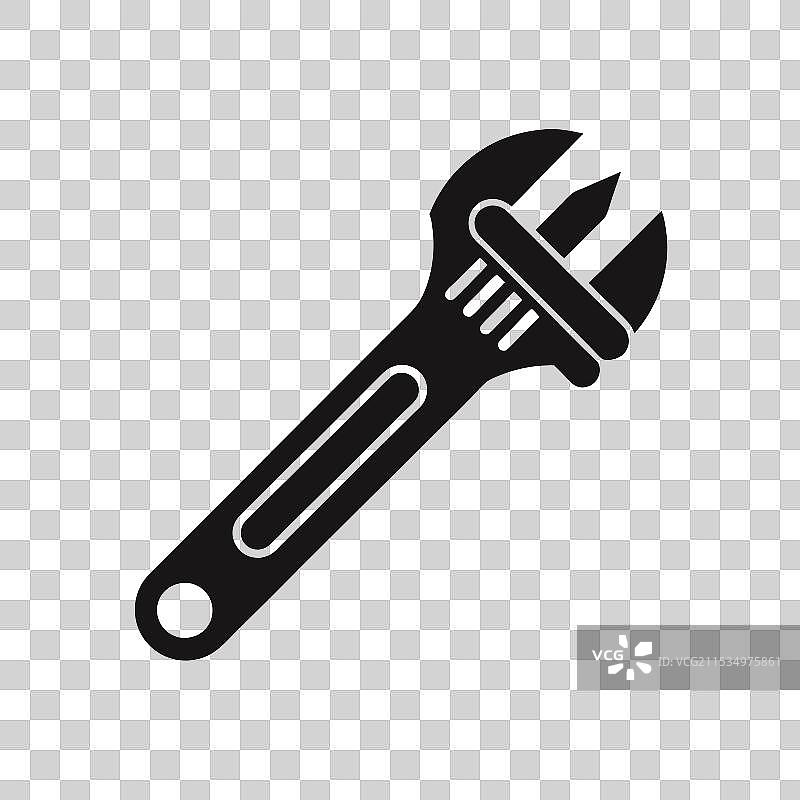 黑色可调扳手轮廓图图片素材