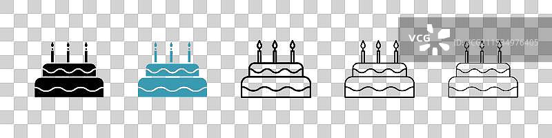 黑色细线平面生日蛋糕图案图片素材