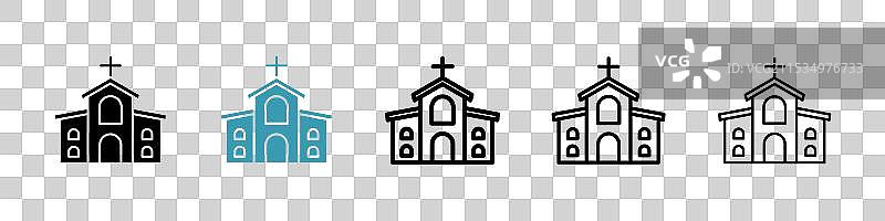 细线黑色平面简单教堂轮廓图片素材
