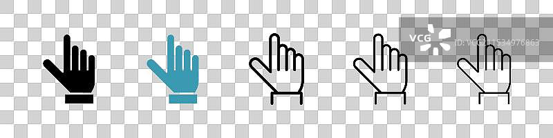 黑色细线平面风格的光标手势图片素材