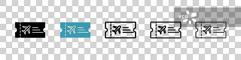 黑色细线平面风格的机票线条图片素材